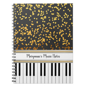 Personalisierte Piano Keys Gold Polka Dots Muster Notizblock