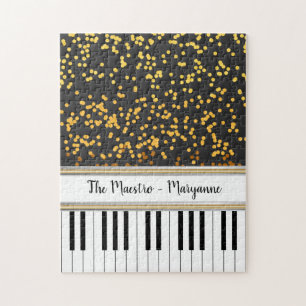 Personalisierte Piano Keys Gold Polka Dots Muster Puzzle