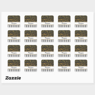 Personalisierte Piano Keys Gold Polka Dots Muster Quadratischer Aufkleber