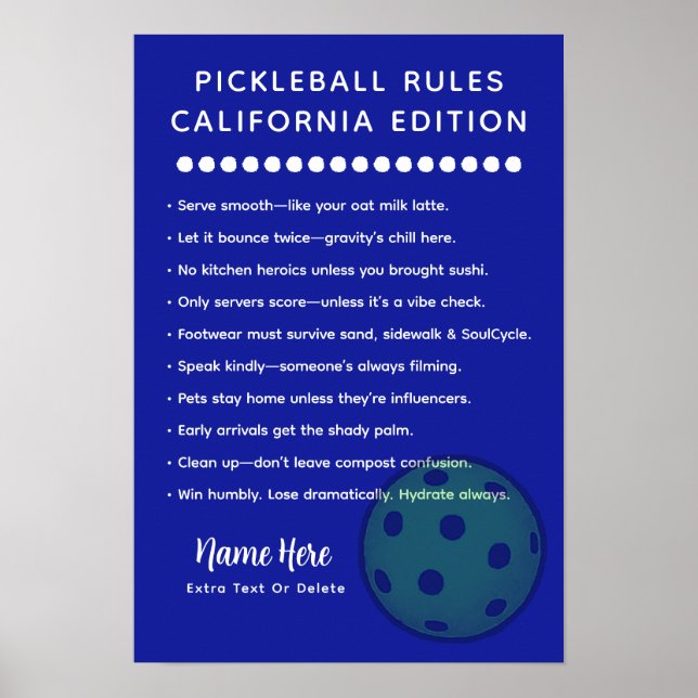 Personalisierte Pickleball California Edition Poster (Vorne)