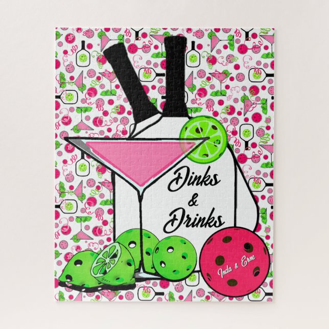 Personalisierte Pickleball-Cocktails Dinks & Drink Puzzle (Vertikal)