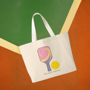 Personalisierte Pickleball-Namensschild gestreifte Jumbo Stoffbeutel