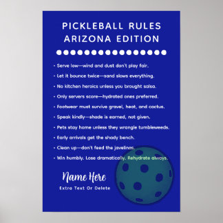 Personalisierte Pickleball-Regeln Arizona Edition Poster