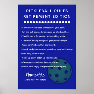 Personalisierte Pickleball-Regeln RUHSTANDS-EDITIO Poster