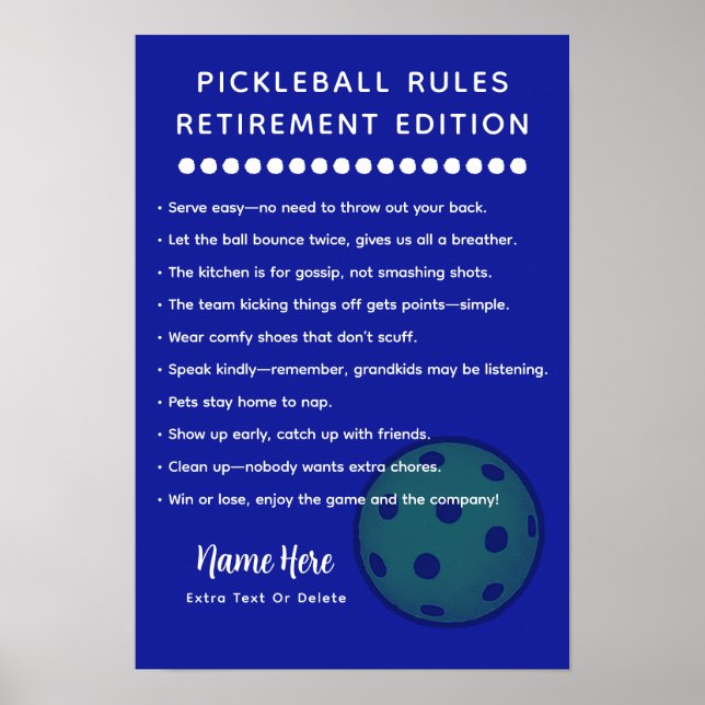 Personalisierte Pickleball-Regeln RUHSTANDS-EDITIO Poster (Vorne)