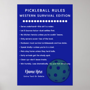 Personalisierte Pickleball-Regeln Western Survival Poster