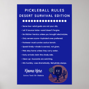 Personalisierte Pickleball-Regeln Wüstenüberleben Poster