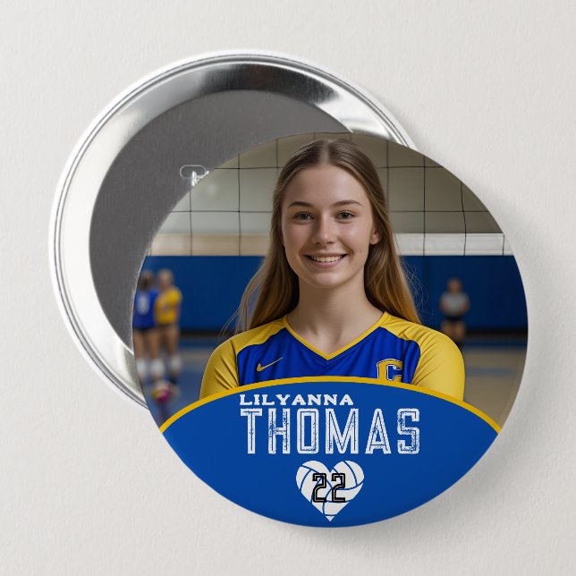 Personalisierte Picture Volleyball-Spielernummer Button (Vorne & Hinten)