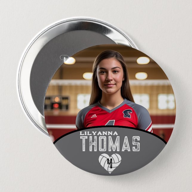 Personalisierte Picture Volleyball-Spielernummer Button (Vorne & Hinten)