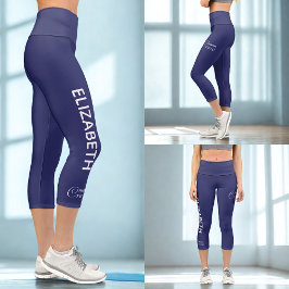 Personalisierte Pilates Crew Reformer / Mat Blau Capri Leggings