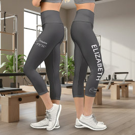 Personalisierte Pilates Crew Reformer / Mat Dunkel Capri Leggings