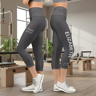 Personalisierte Pilates Crew Reformer / Mat Dunkel Capri Leggings