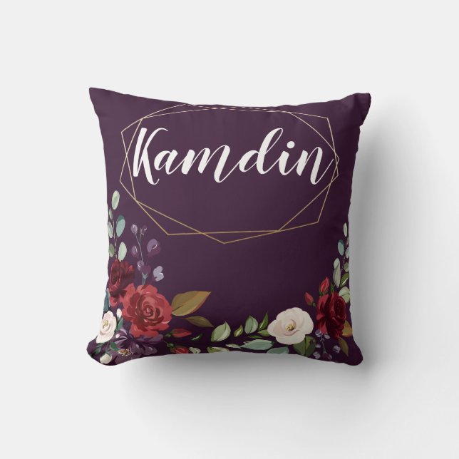 Personalisierte Pillow Plum Lila Rose Gold Geometr Kissen (Vorderseite)