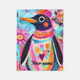 Personalisierte Pinguin-Decke: Farbige Arktis  Fleecedecke