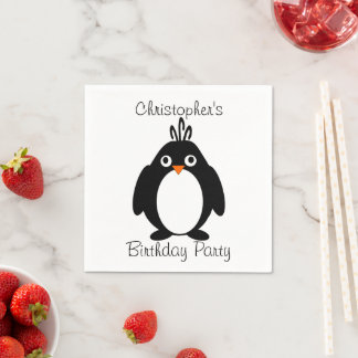 Personalisierte Pinguin-Geburtstagspartei Serviette