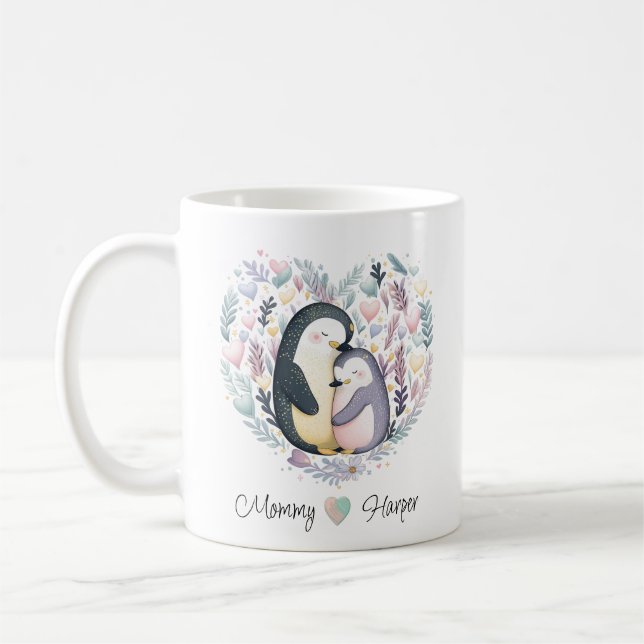 Personalisierte Pinguin-Liebe-Tasse Kaffeetasse (Links)