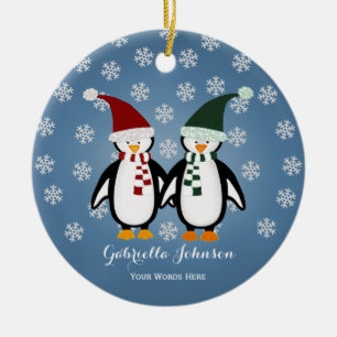 Personalisierte Pinguin-Ornament Keramik Ornament