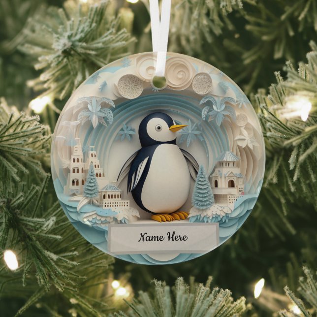 Personalisierte Pinguin-Ornament Ornament Aus Glas (InSitu)