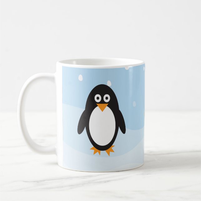 Personalisierte Pinguin-Tasse mit schneebedecktem  Kaffeetasse (Links)