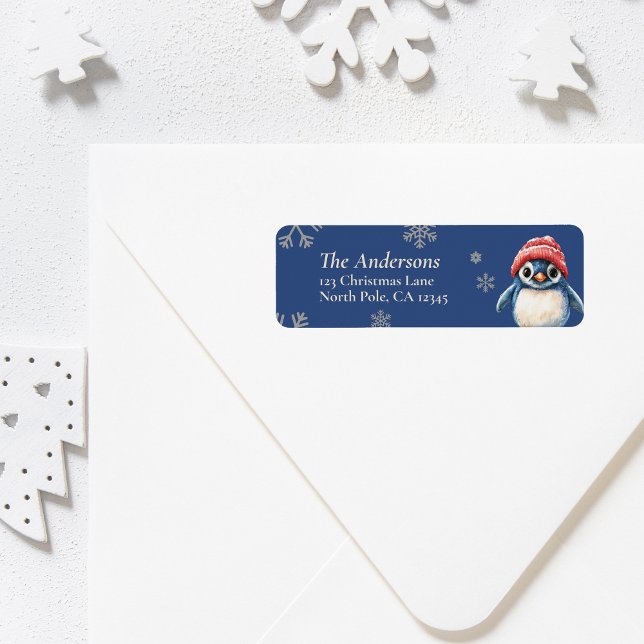 Personalisierte Pinguin-Weihnachtsmarken (Personalized Penguin Christmas Return Labels)
