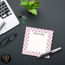 Personalisierte Pink & Black Schleife Schriftzug Post-it Klebezettel