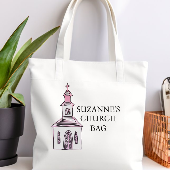 Personalisierte Pink Church Bag, Cross Chapel Tragetasche (Personalized Church Tote Bag)