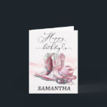 Personalisierte Pink Cowgirl-Geburtstagskarte Karte<br><div class="desc">Pink Cowgirl Geburtstagskarte mit Cowboyhut und Stiefeln, funkelnd Cowboyhut und Stiefelkarte personalisiert mit beliebigem Namen | Pastellrosa Geburtstag | personalisiertes Rosa Party | Rosa Aquarell Geburtstag | Dusty pink 18. Geburtstag Suchen Sie die perfekte Geburtstagskarte für Ihr kleines Cowgirl? Unsere "Personalisierte Pink Cowgirl Birthday Card" bietet ein charmantes und einzigartiges...</div>