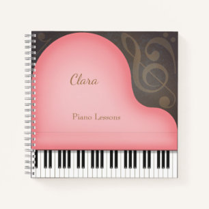 Personalisierte Pink Grand Piano Music Lover Notizbuch