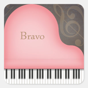 Personalisierte Pink Grand Piano Music Lover Quadratischer Aufkleber