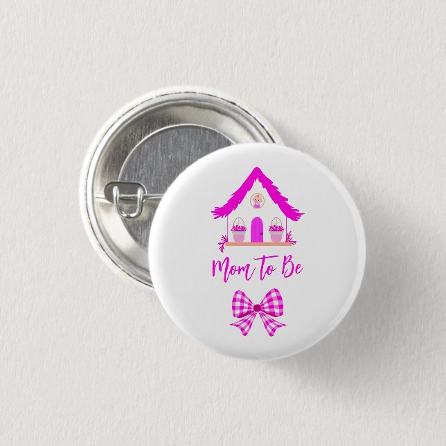 Personalisierte Pink House-Mama Button (Vorne & Hinten)