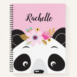 Personalisierte Pink Kawaii Girl Panda Bärenfront Notizbuch