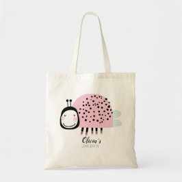 Personalisierte Pink Ladybug Library Bag Tragetasche