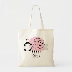 Personalisierte Pink Ladybug Library Bag Tragetasche