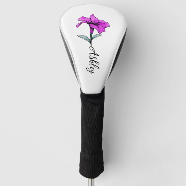 Personalisierte Pink Lily Blume Golf Headcover (Vorderseite)