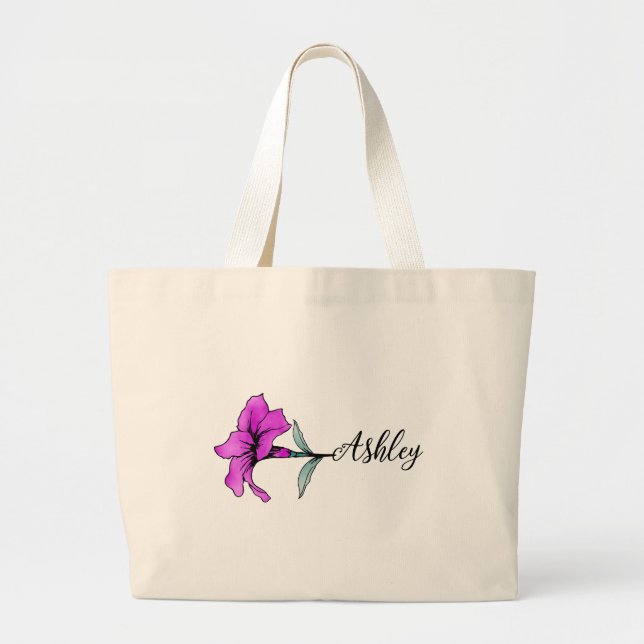 Personalisierte Pink Lily Blume Jumbo Stoffbeutel (Vorne)