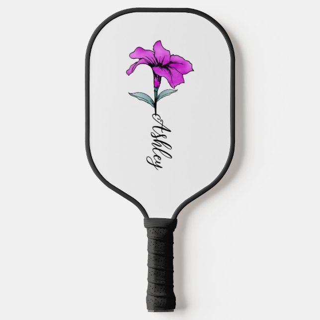 Personalisierte Pink Lily Blume Pickleball Schläger (Vorderseite)