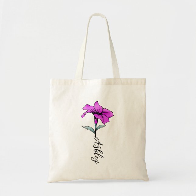 Personalisierte Pink Lily Blume Tragetasche (Vorne)