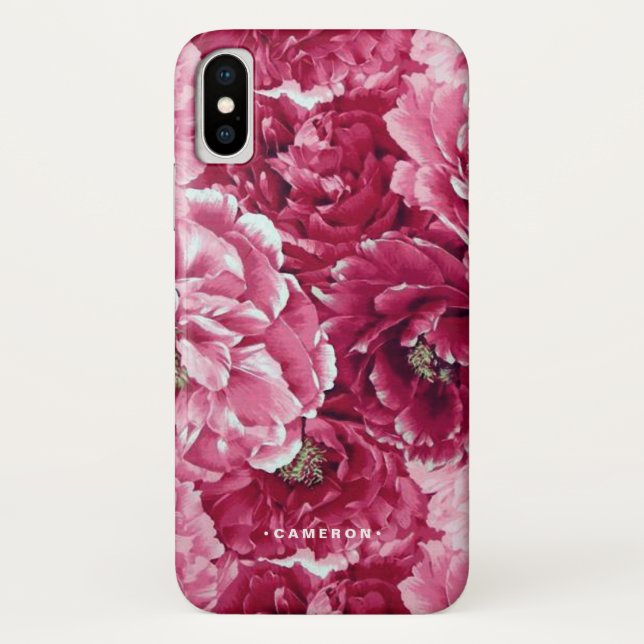 Personalisierte Pink-Peonies-Cluster Case-Mate iPhone Hülle (Rückseite)