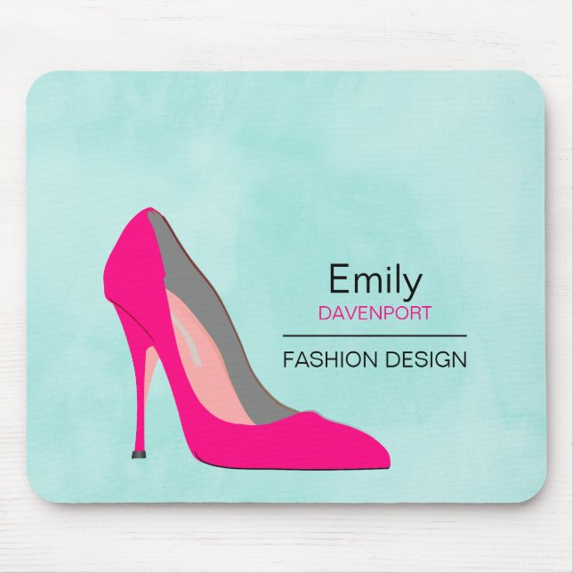 Personalisierte Pink Stiletto High Heel Shoel Chic Mousepad (Vorne)