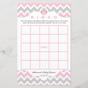 Personalisierte Pink Uwe Baby Duschspiele Bingo