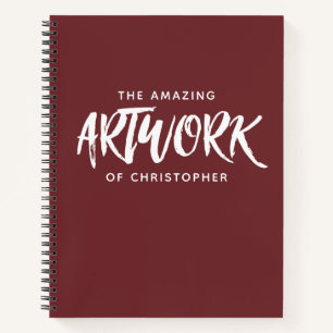 Personalisierte Pinselschrift Red Sketchbook Noteb Notizbuch