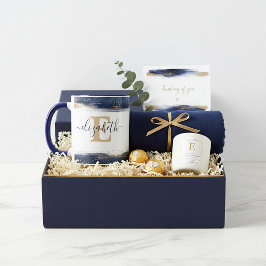 Personalisierte Pinselstriche in Blau und Gold Tasse