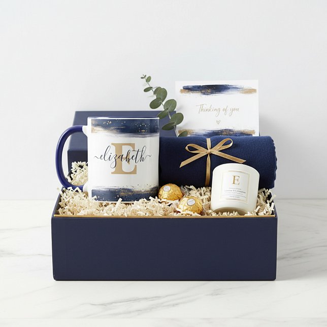 Personalisierte Pinselstriche in Blau und Gold Tasse (Von Creator hochgeladen)