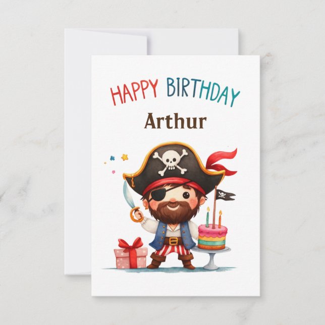 Personalisierte Pirate Happy Birthday Card Dankeskarte (Vorderseite)