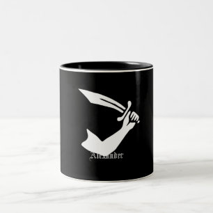 Personalisierte Piratenflagge Arm und Schwert Joll Zweifarbige Tasse