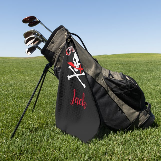 Personalisierte Piratenflagge (Cutlass) Golfhandtuch (Gras)