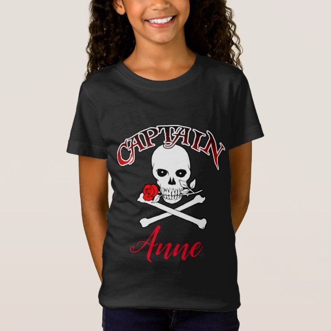 Personalisierte Piratenflagge (Rose) T - Shirt (Vorderseite)