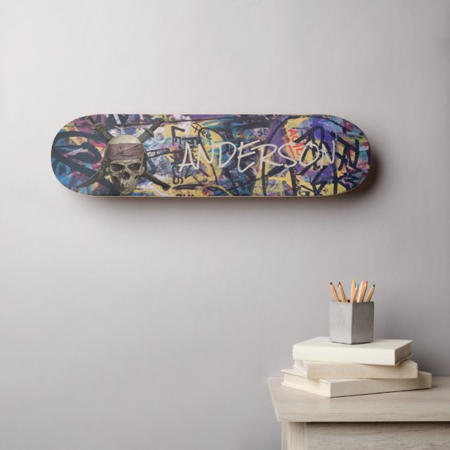 Personalisierte Piratenschiff Schwerter Skull & Cr Skateboard (Wandkunst (Horz))
