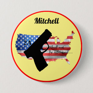 Personalisierte Pistolenflagge darf nicht verletzt Button