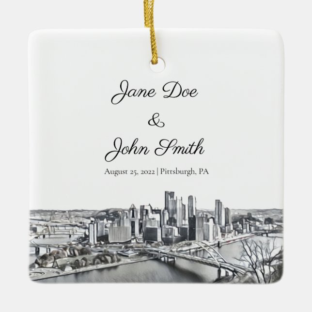 Personalisierte Pittsburgh Keramik Ornament (Vorderseite)